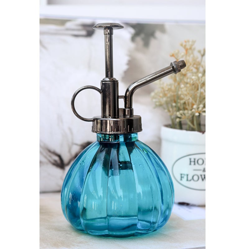 Ebristar Plant Mister, 6.5" Tall Vintage Style Decorative Glass Water Spray Bottle with Top Pump Small Watering Can (Blue) - Image 1